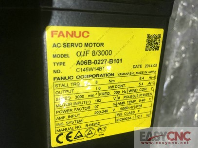 A06B-0227-B101 Fanuc ac servo motor aiF 8/3000 new and original
