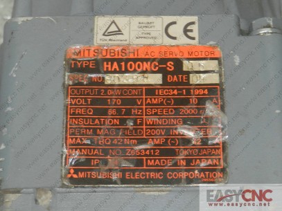 HA100NC-S Mitsubishi ac servo motor used