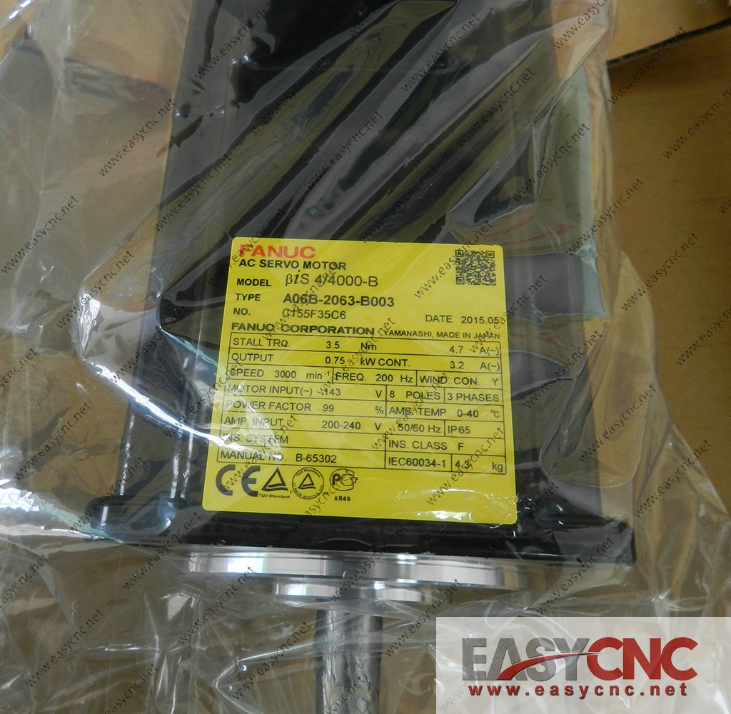 A06B-2063-B003 Fanuc AC Servo Motor BiS 4/4000-B New and Original