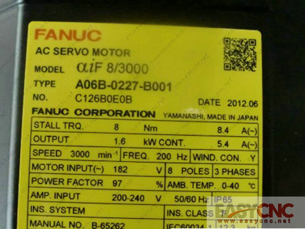 A06B-0227-B001 Fanuc ac servo motor aiF 8/3000 new and original