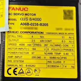 A06B-0235-B205 Fanuc AC Servo Motor aiS 8/4000 New And Original