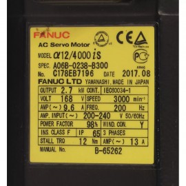 A06B-0238-B300 Fanuc AC Servo Motor a12/4000iS Used