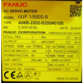 A06B-2202-B200#0100 Fanuc AC Servo Motor aiF 1/5000-B Used